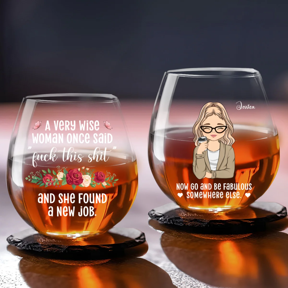 New Job New Fabulous You - Personalized Custom Wine Glass - Image 6