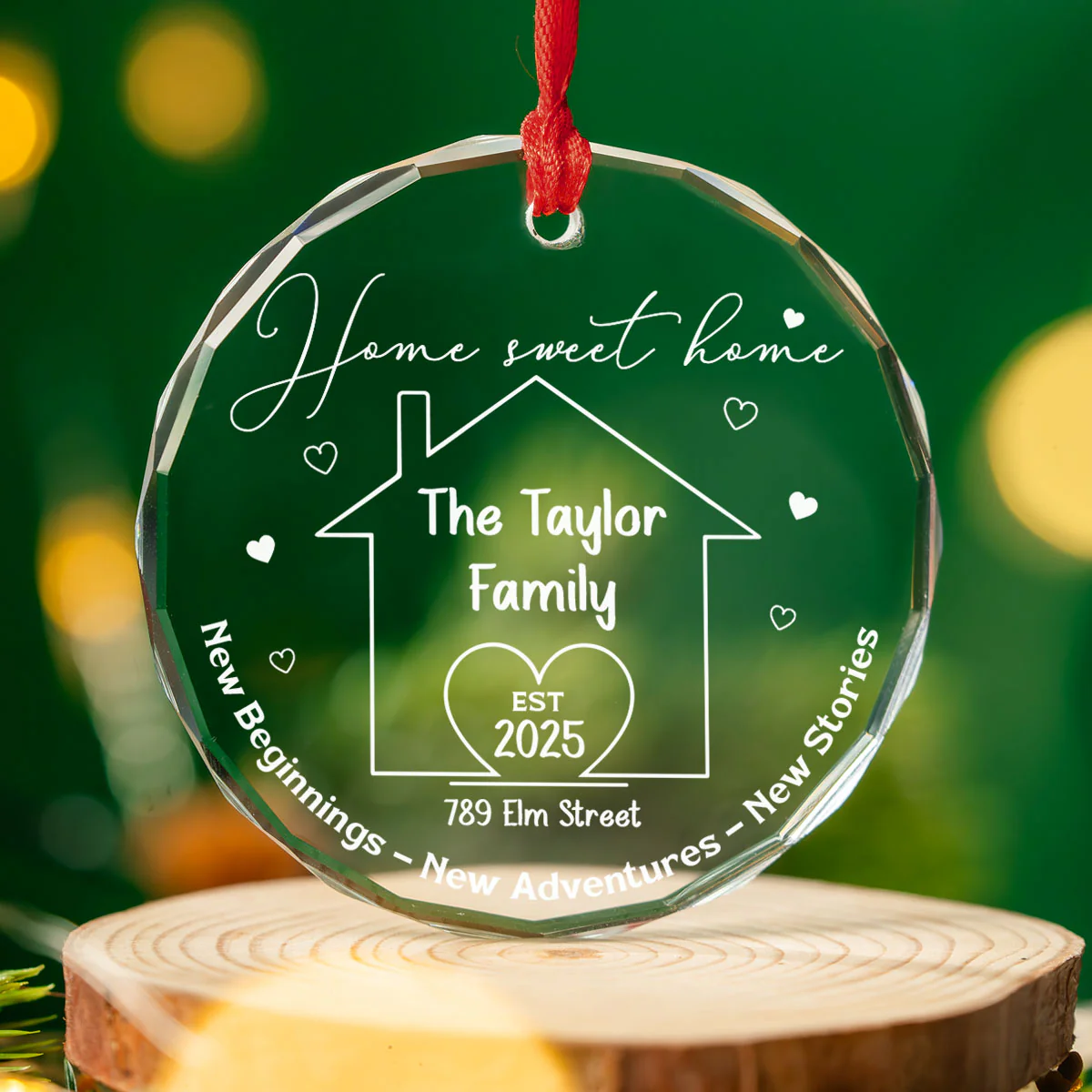 New Memories Begin Right Here - Personalized Custom Glass Ornament - Image 2