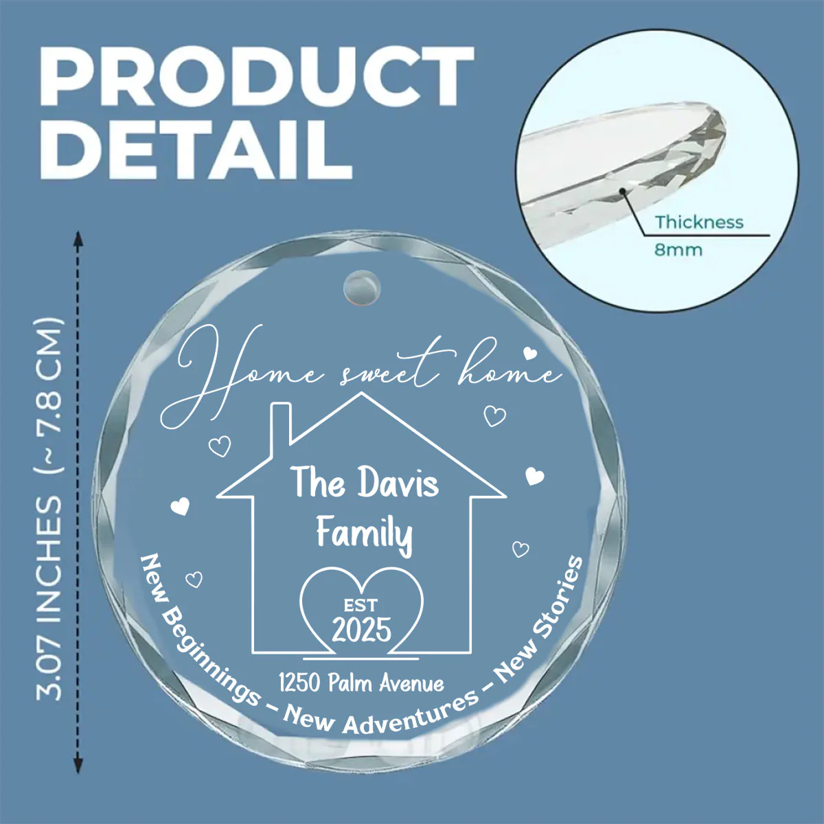 New Memories Begin Right Here - Personalized Custom Glass Ornament - Image 5