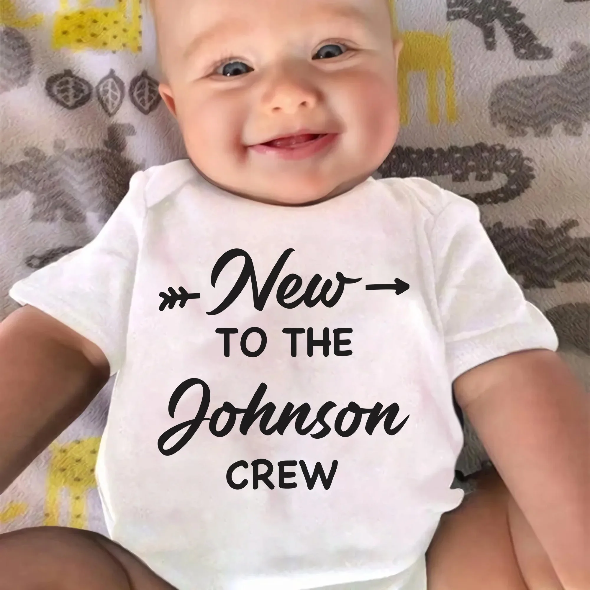 New To The Crew 2 - Personalized Custom Baby Onesie - Image 2