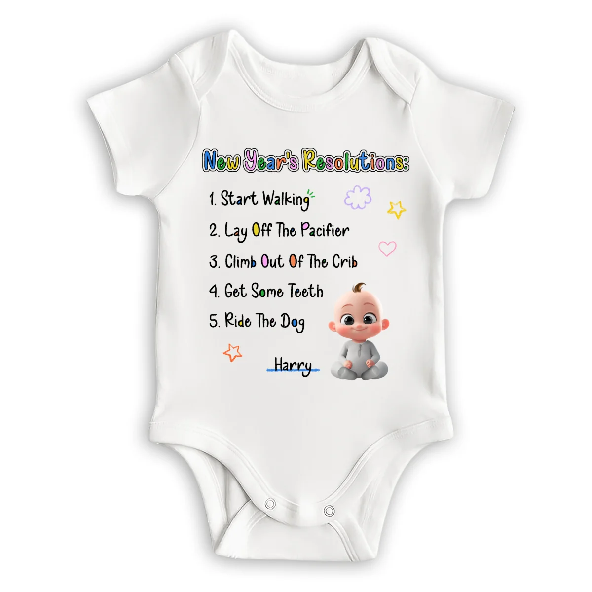 New Years Resolutions - Personalized Custom Baby Onesie - Image 10