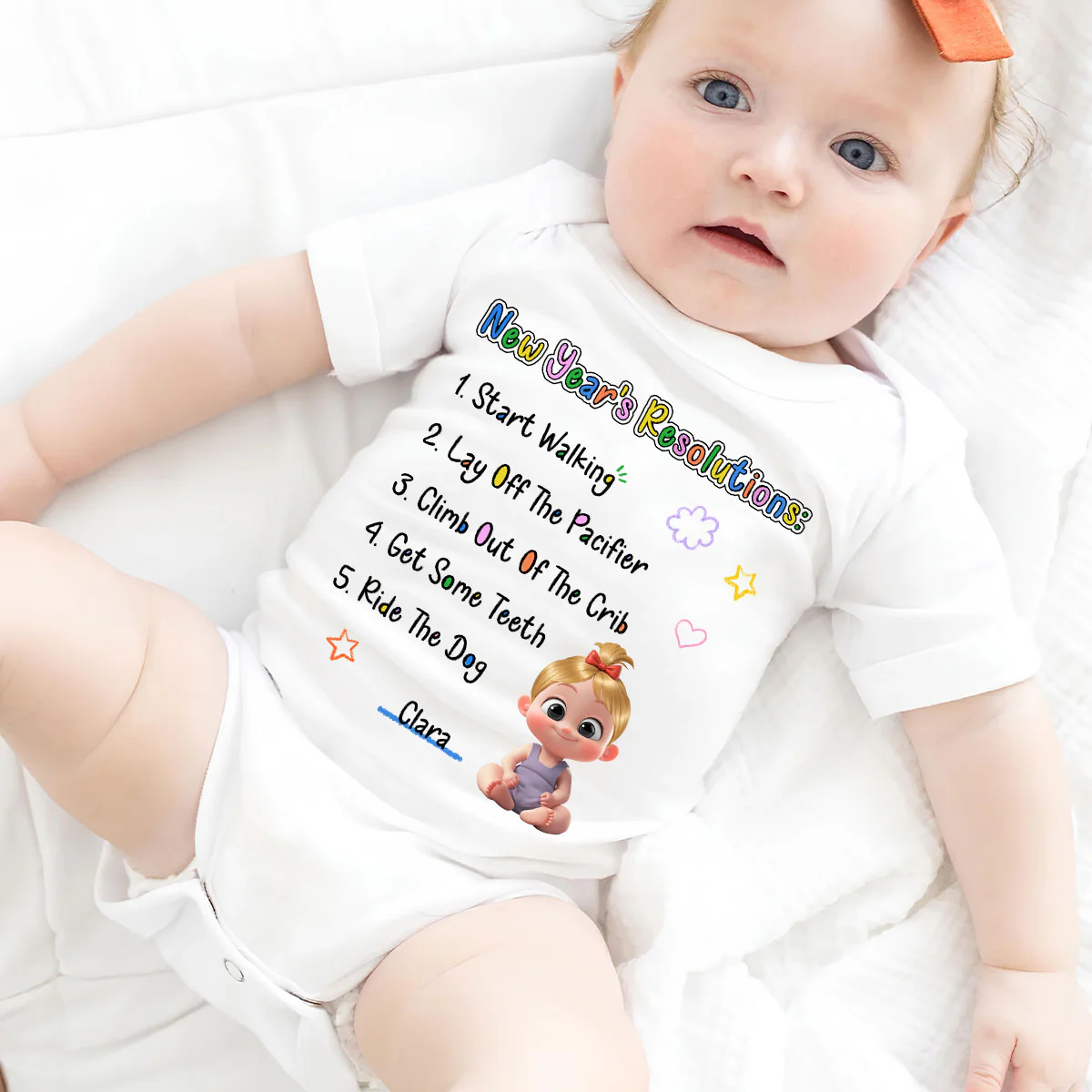 New Years Resolutions - Personalized Custom Baby Onesie - Image 2