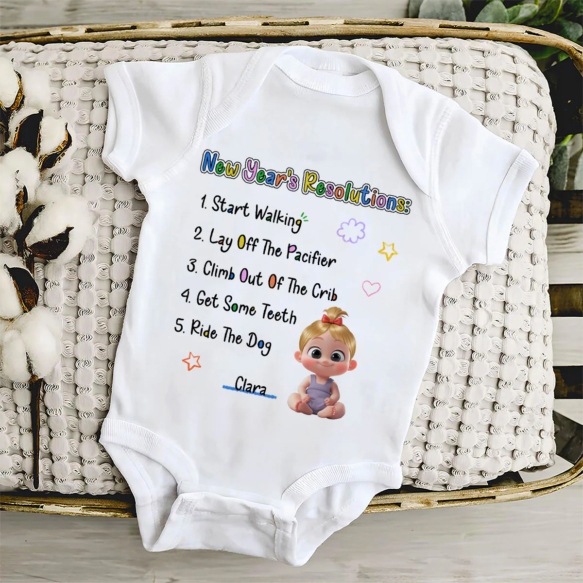 New Years Resolutions - Personalized Custom Baby Onesie - Image 3