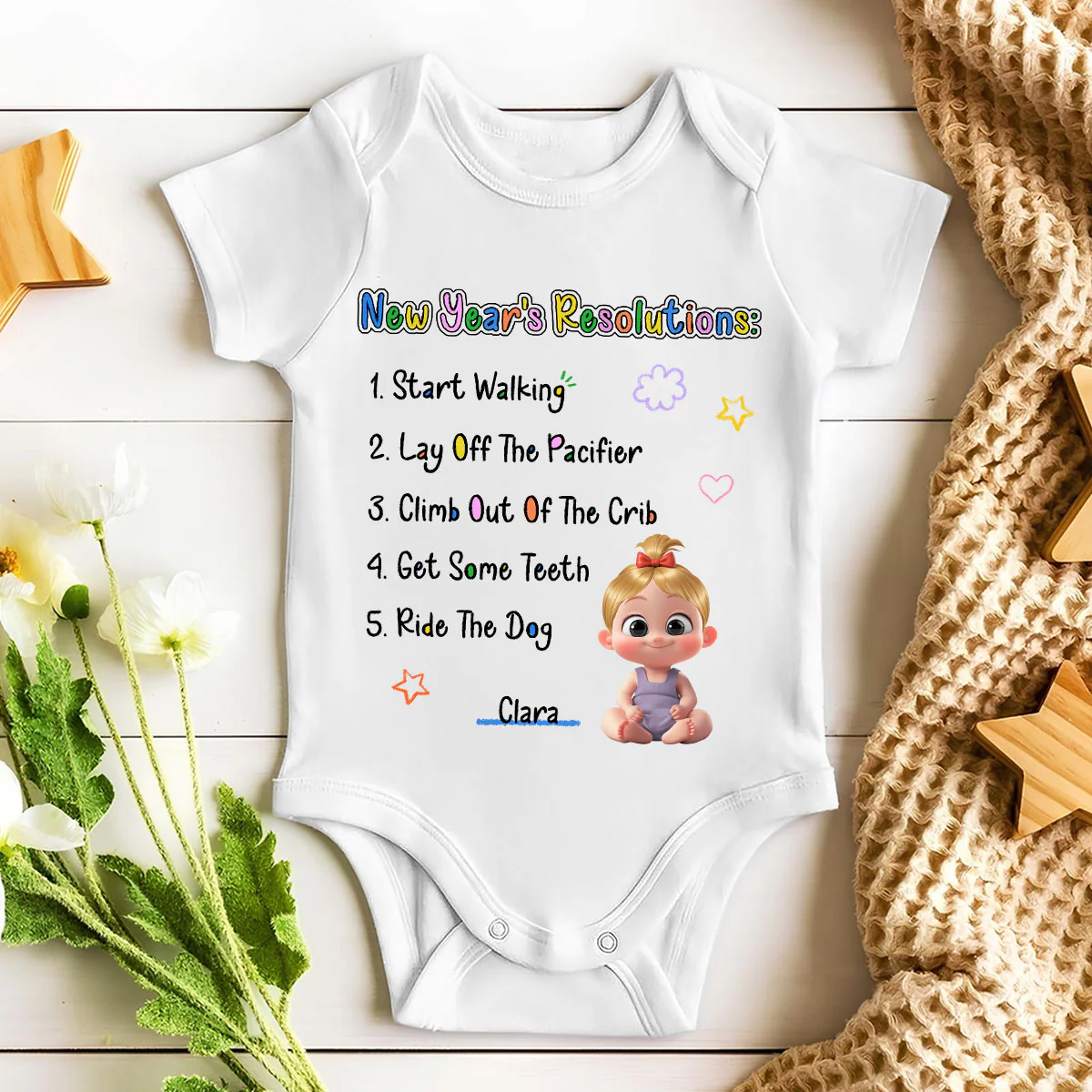 New Years Resolutions - Personalized Custom Baby Onesie - Image 4