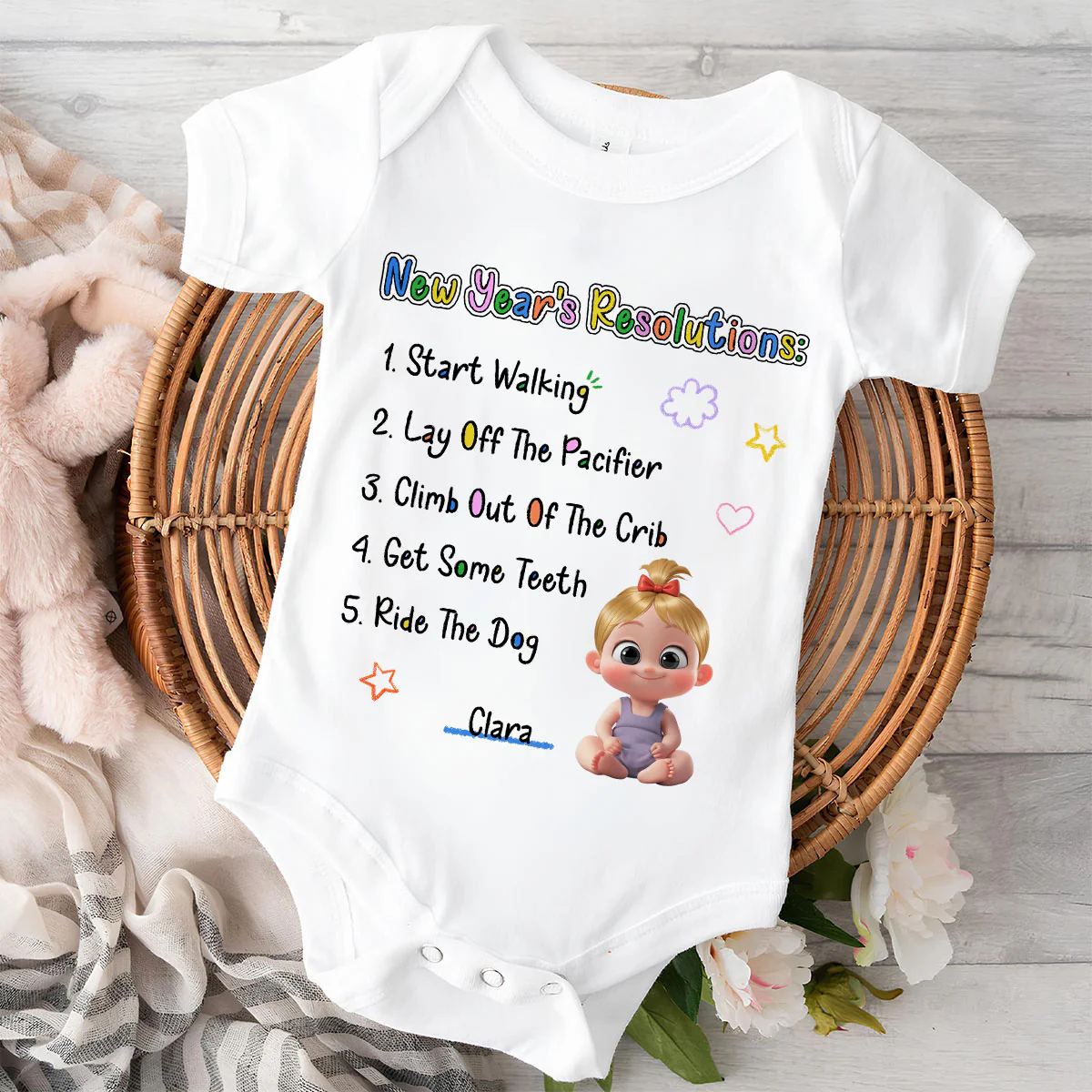 New Years Resolutions - Personalized Custom Baby Onesie - Image 5