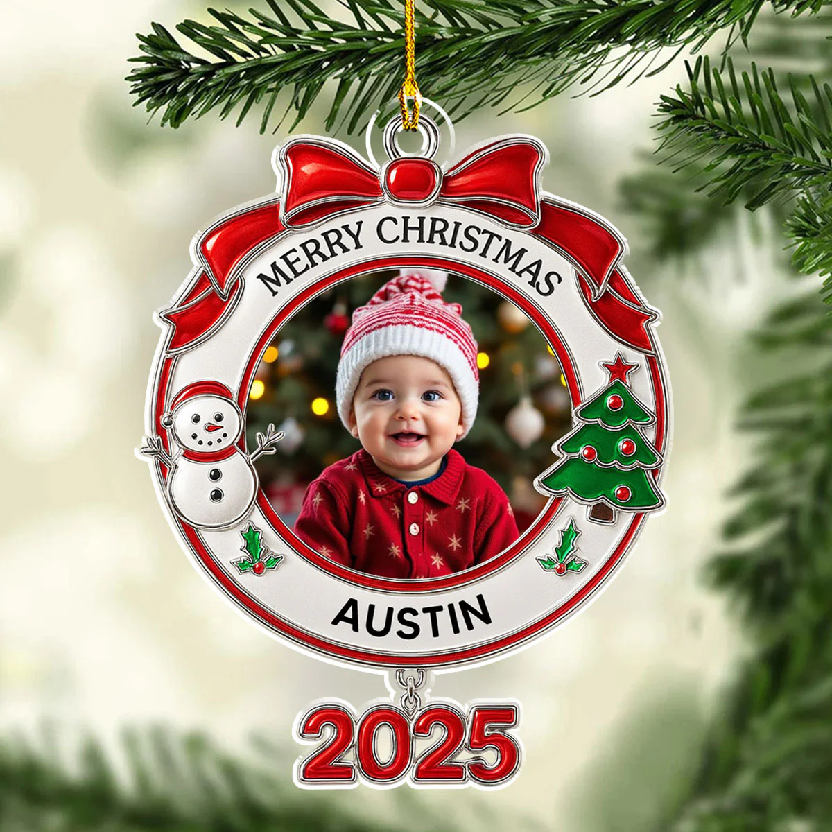 Newborn Christmas - Personalized Custom Acrylic Ornament - Image 3