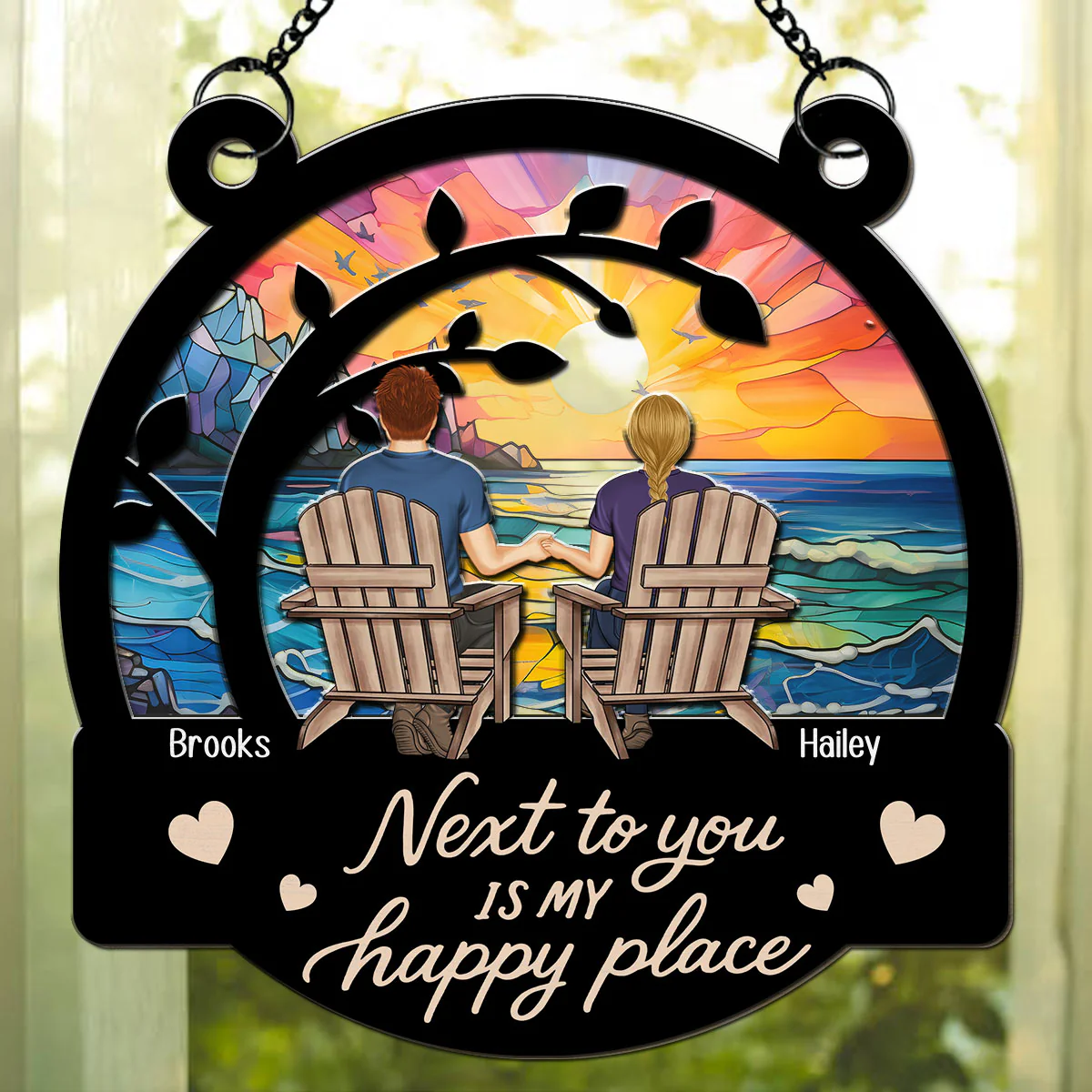 Next To You Feels Perfect - Personalized Custom Suncatcher - Image 2