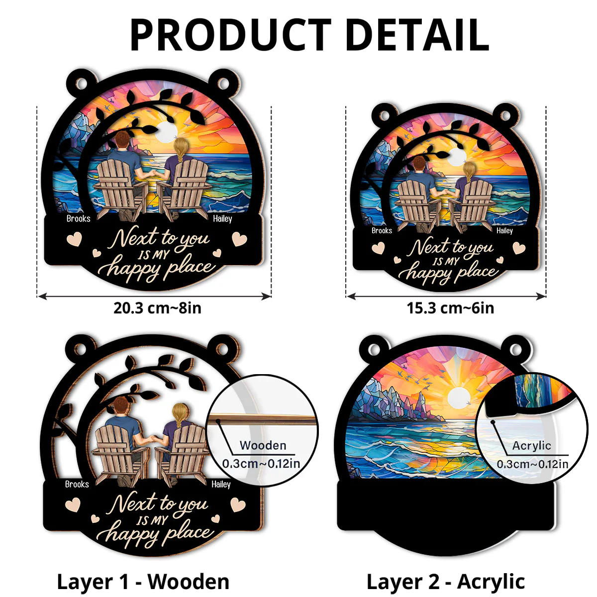 Next To You Feels Perfect - Personalized Custom Suncatcher - Image 5