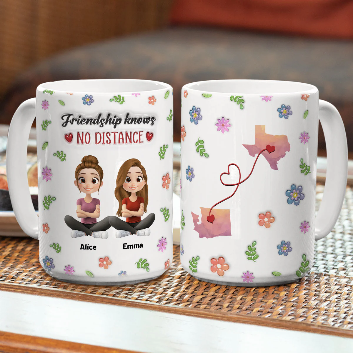 No Distance With Our Friendship - Personalized Custom 3D Inflated Effect Mug - Image 2