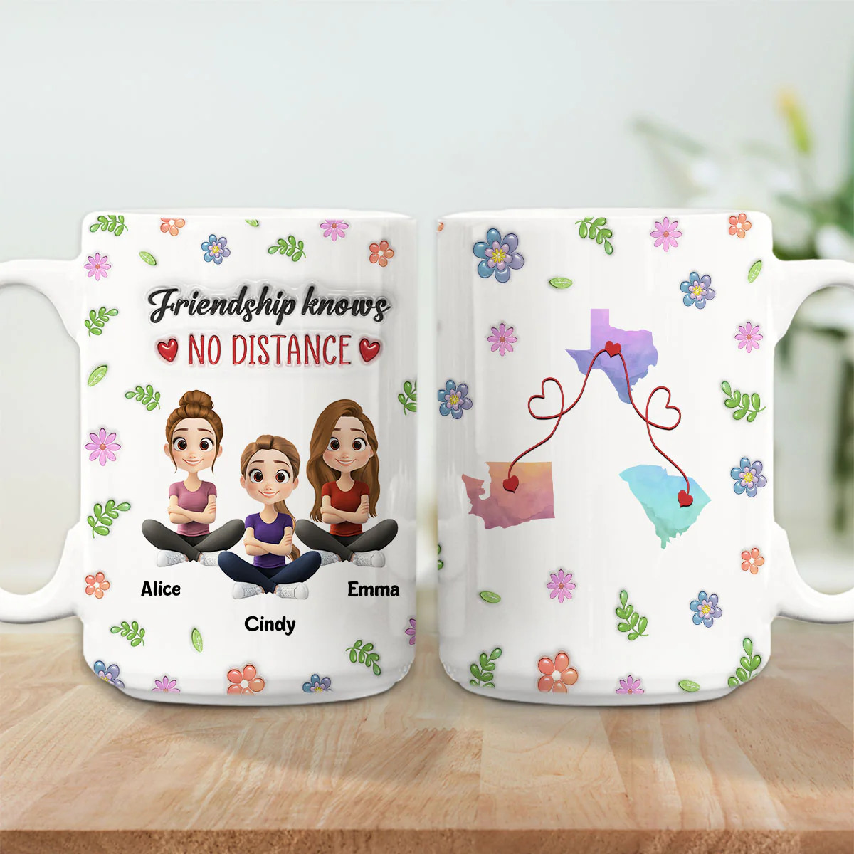 No Distance With Our Friendship - Personalized Custom 3D Inflated Effect Mug - Image 3