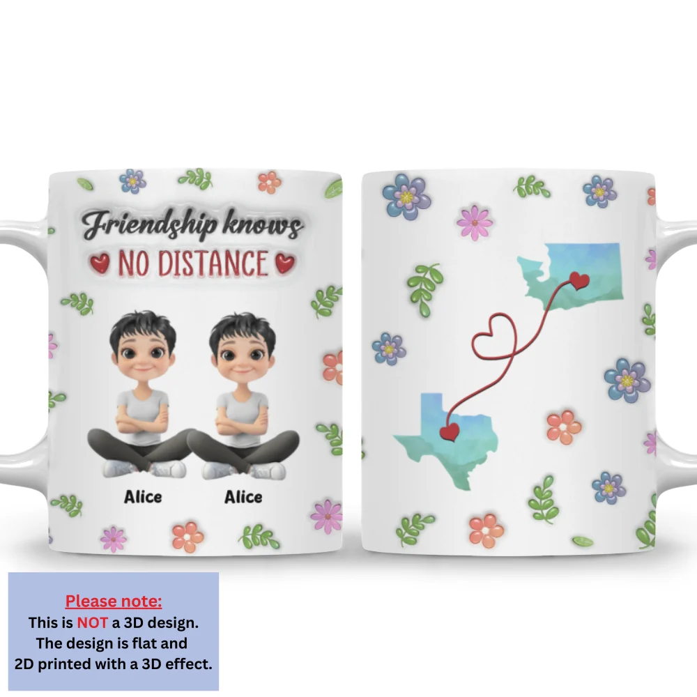 No Distance With Our Friendship - Personalized Custom 3D Inflated Effect Mug - Image 6