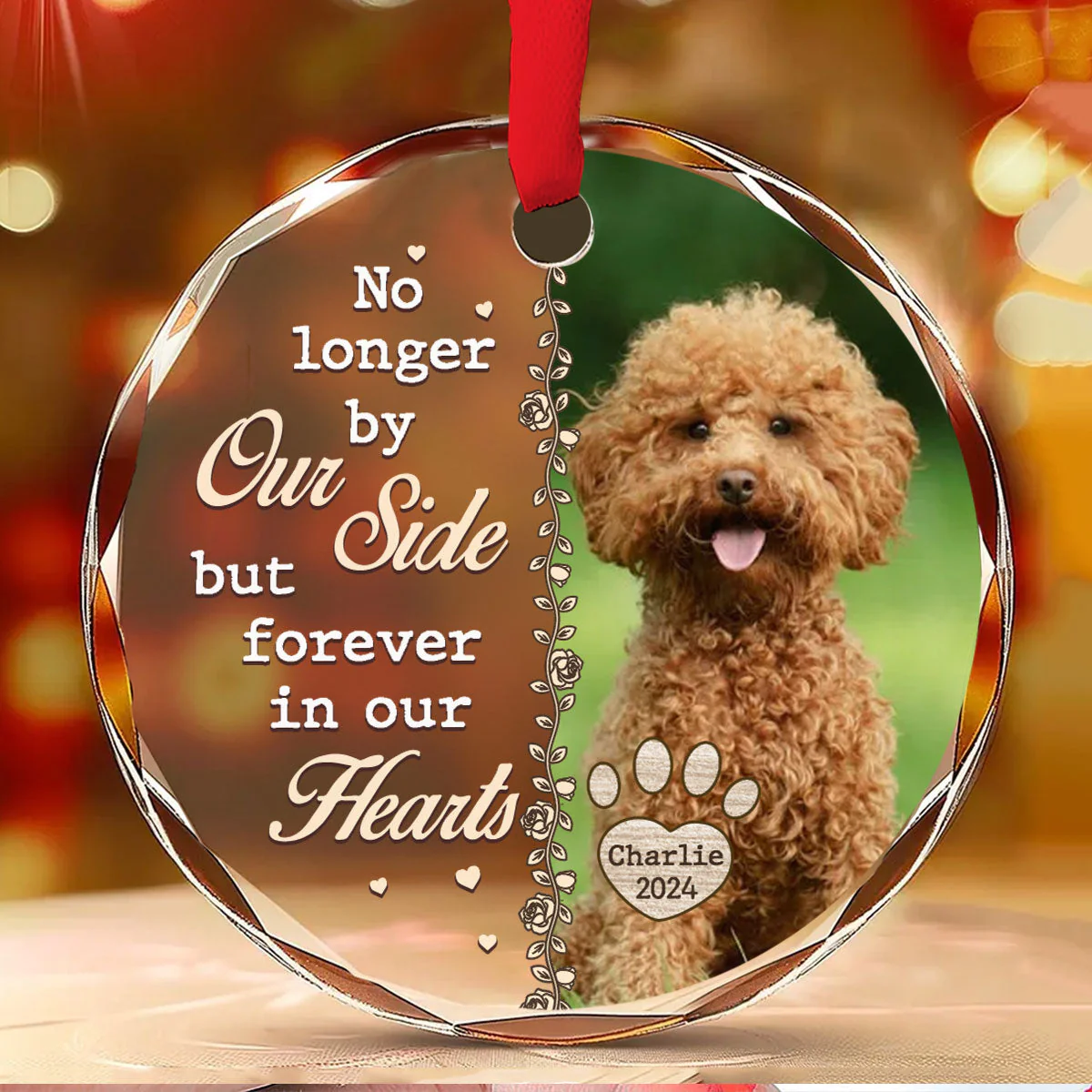 No Longer By Our Side - Personalized Custom Glass Ornament - Image 2