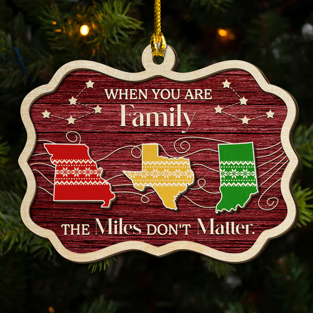 No Matter How Far - Personalized Custom Freeshape 2-Layered Wood Ornament