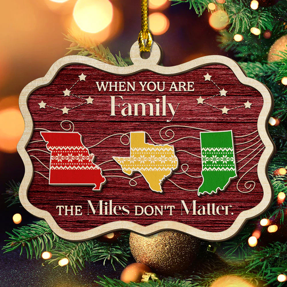 No Matter How Far - Personalized Custom Freeshape 2-Layered Wood Ornament - Image 3