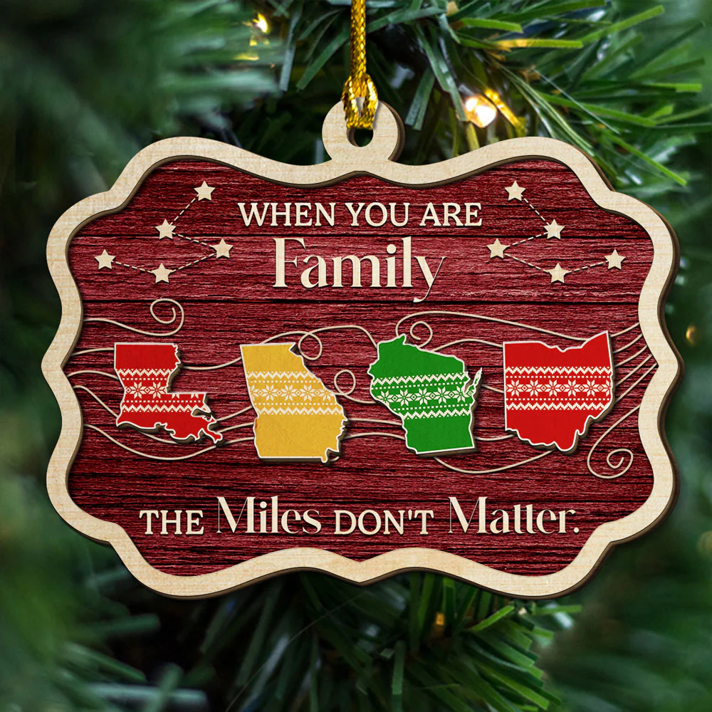 No Matter How Far - Personalized Custom Freeshape 2-Layered Wood Ornament - Image 4