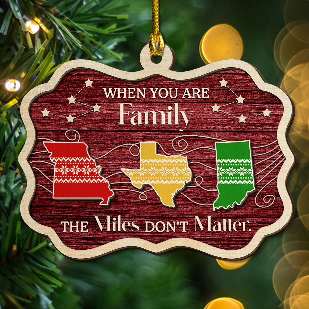 No Matter How Far - Personalized Custom Freeshape 2-Layered Wood Ornament - Image 5