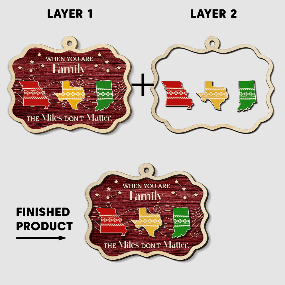 No Matter How Far - Personalized Custom Freeshape 2-Layered Wood Ornament - Image 6