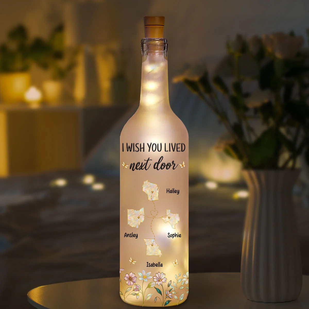 No Matter the Distance - Personalized Custom Bottle Lamp - Image 4