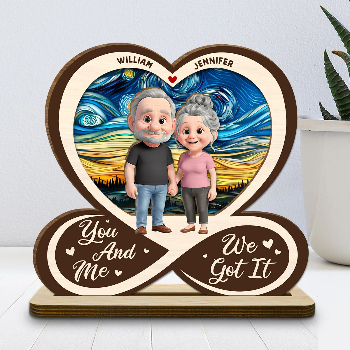 No Matter What I Love You - Personalized Custom 2-Layer Wood Plaque With Flat Base - Image 2