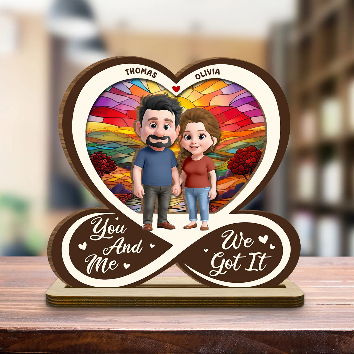 No Matter What I Love You - Personalized Custom 2-Layer Wood Plaque With Flat Base - Image 4