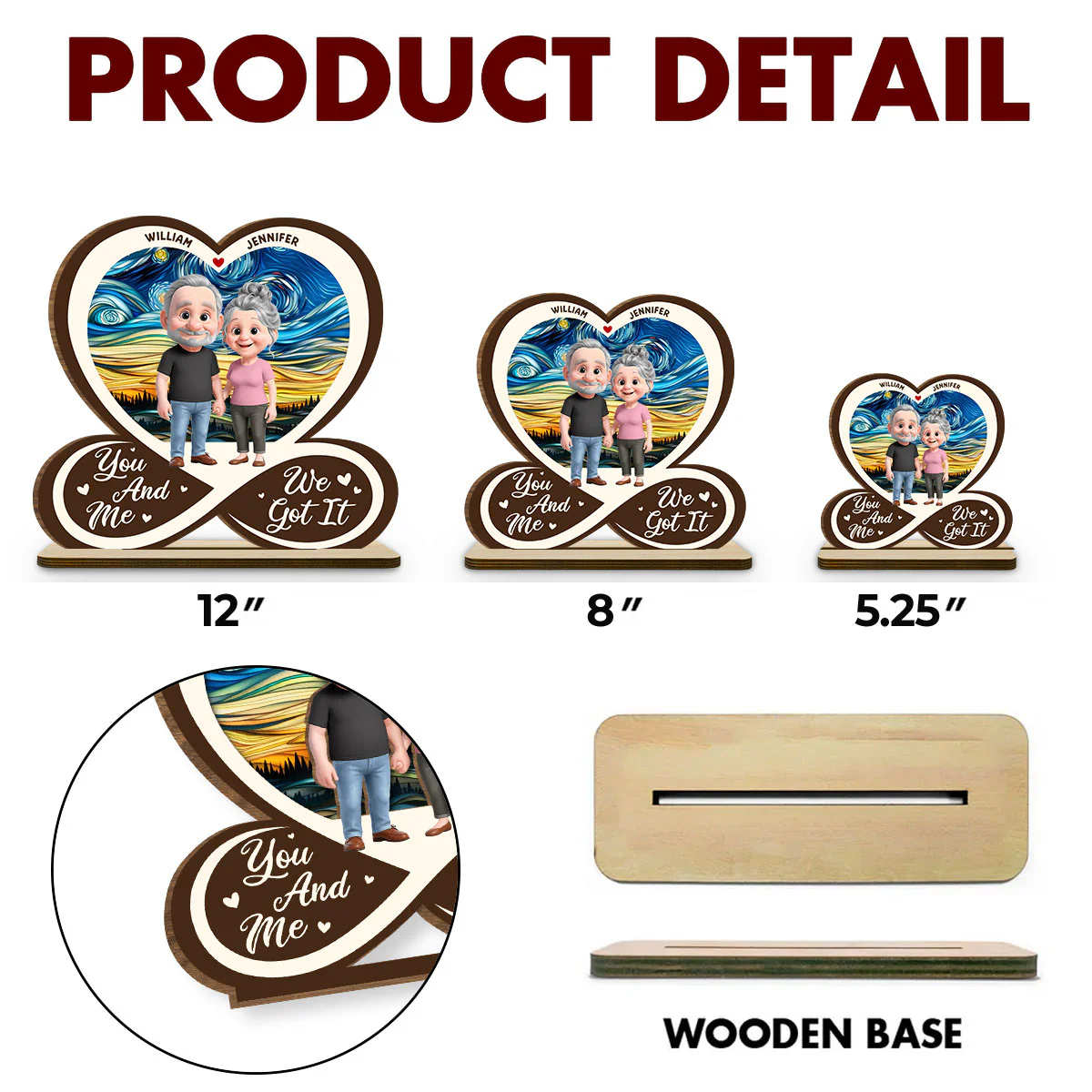 No Matter What I Love You - Personalized Custom 2-Layer Wood Plaque With Flat Base - Image 5