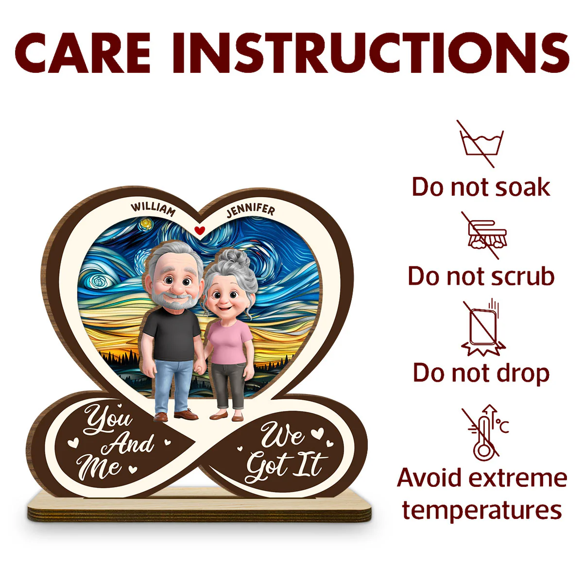 No Matter What I Love You - Personalized Custom 2-Layer Wood Plaque With Flat Base - Image 6