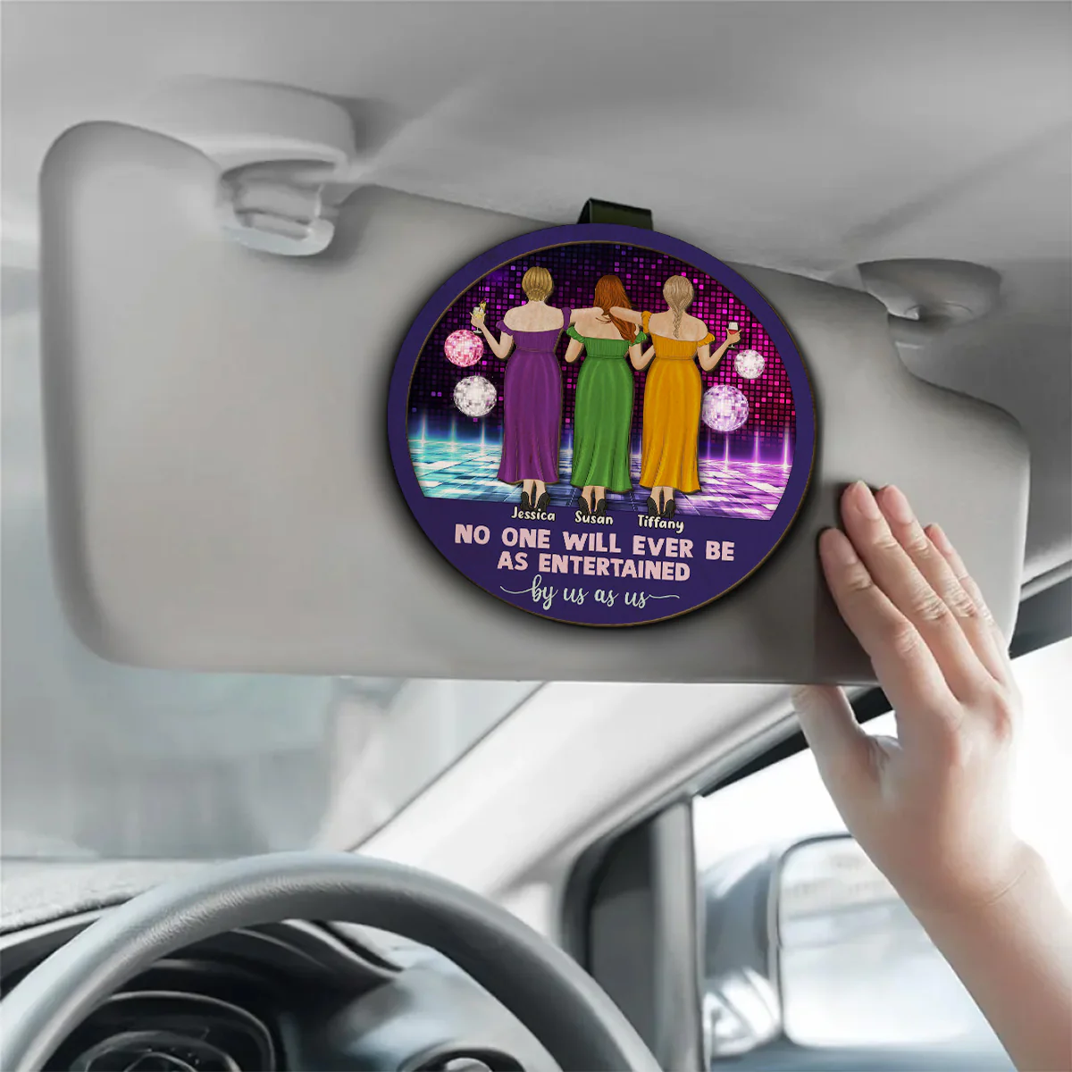 No One Entertained As Us - Personalized Custom Car Visor Clip - Image 3