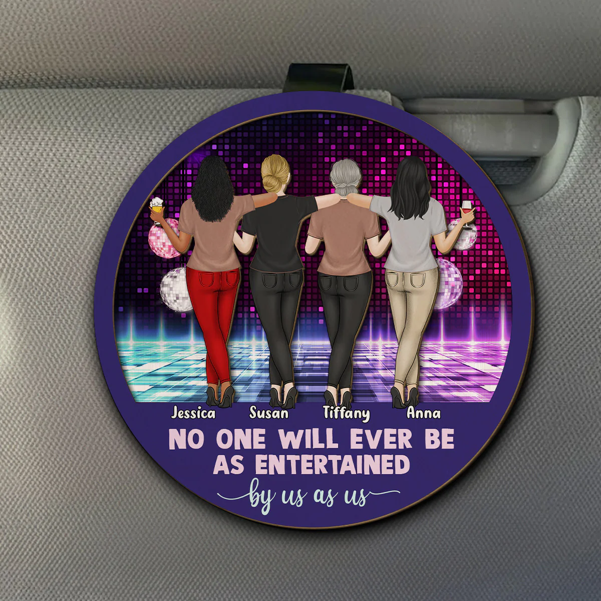 No One Entertained As Us - Personalized Custom Car Visor Clip - Image 4