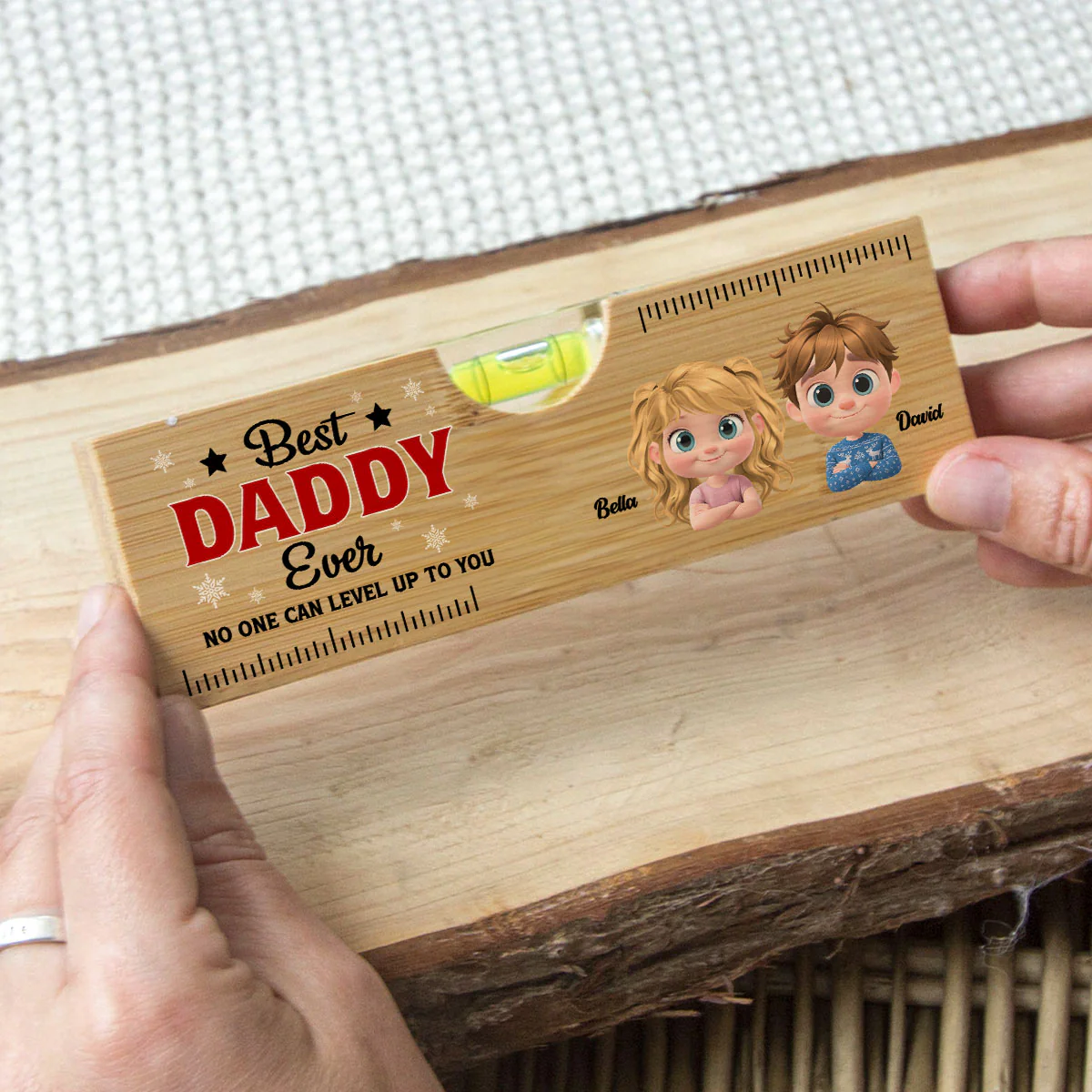 No One Level Up To You Christmas - Personalized Custom Wooden Spirit Level Bottle Opener - Image 3