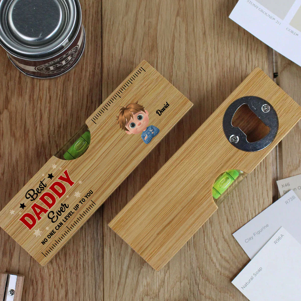 No One Level Up To You Christmas - Personalized Custom Wooden Spirit Level Bottle Opener - Image 4