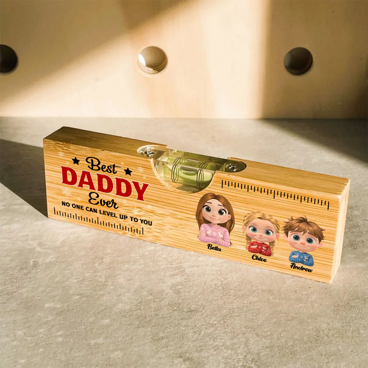 No One Level Up To You Christmas - Personalized Custom Wooden Spirit Level Bottle Opener - Image 5