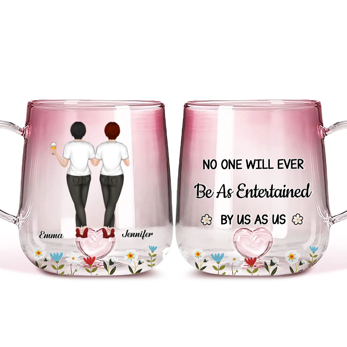 No One Like Us - Personalized Custom Pink Gradient Glass Mug - Image 6