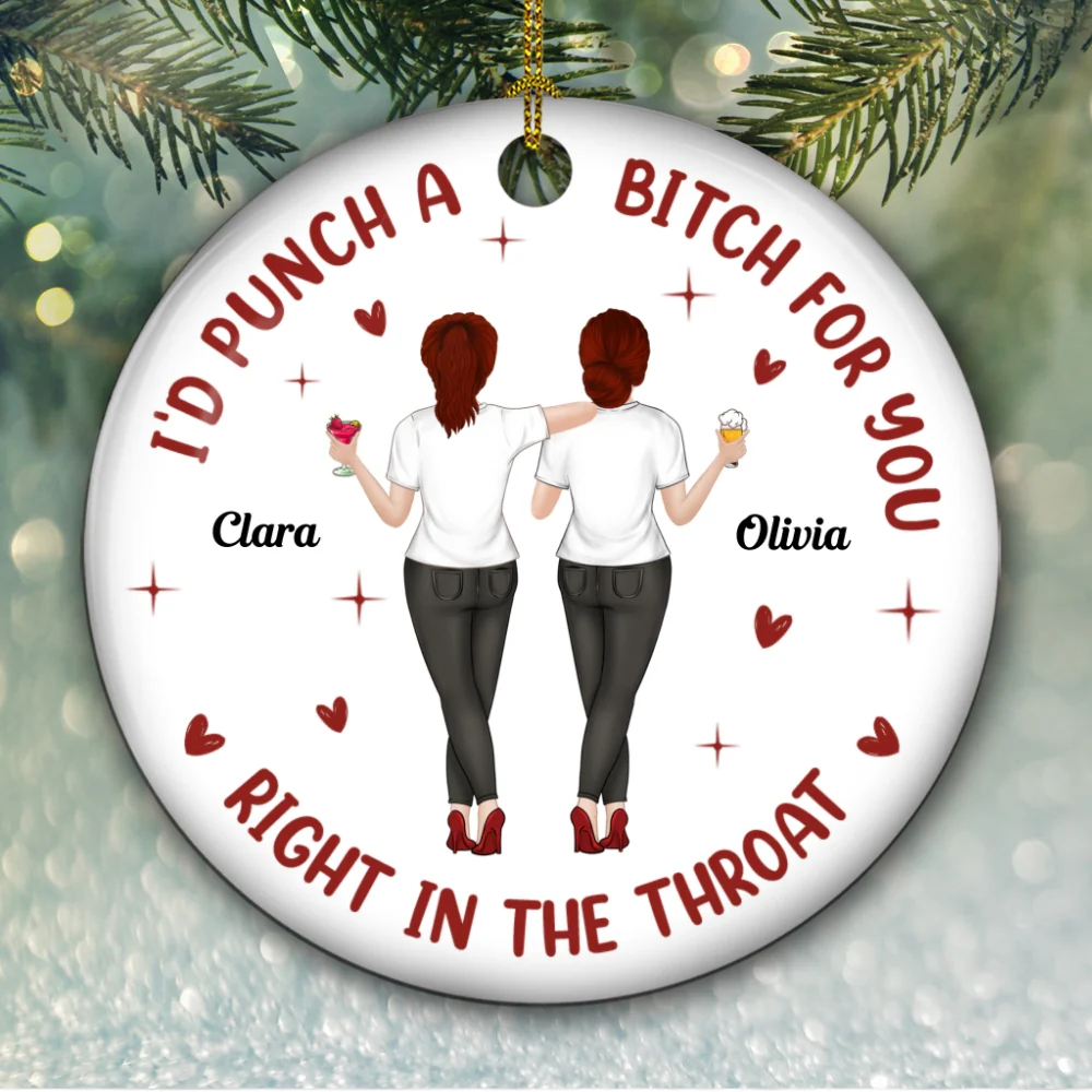 No One Messes With My Bestie - Personalized Custom Ceramic Ornament - Image 6