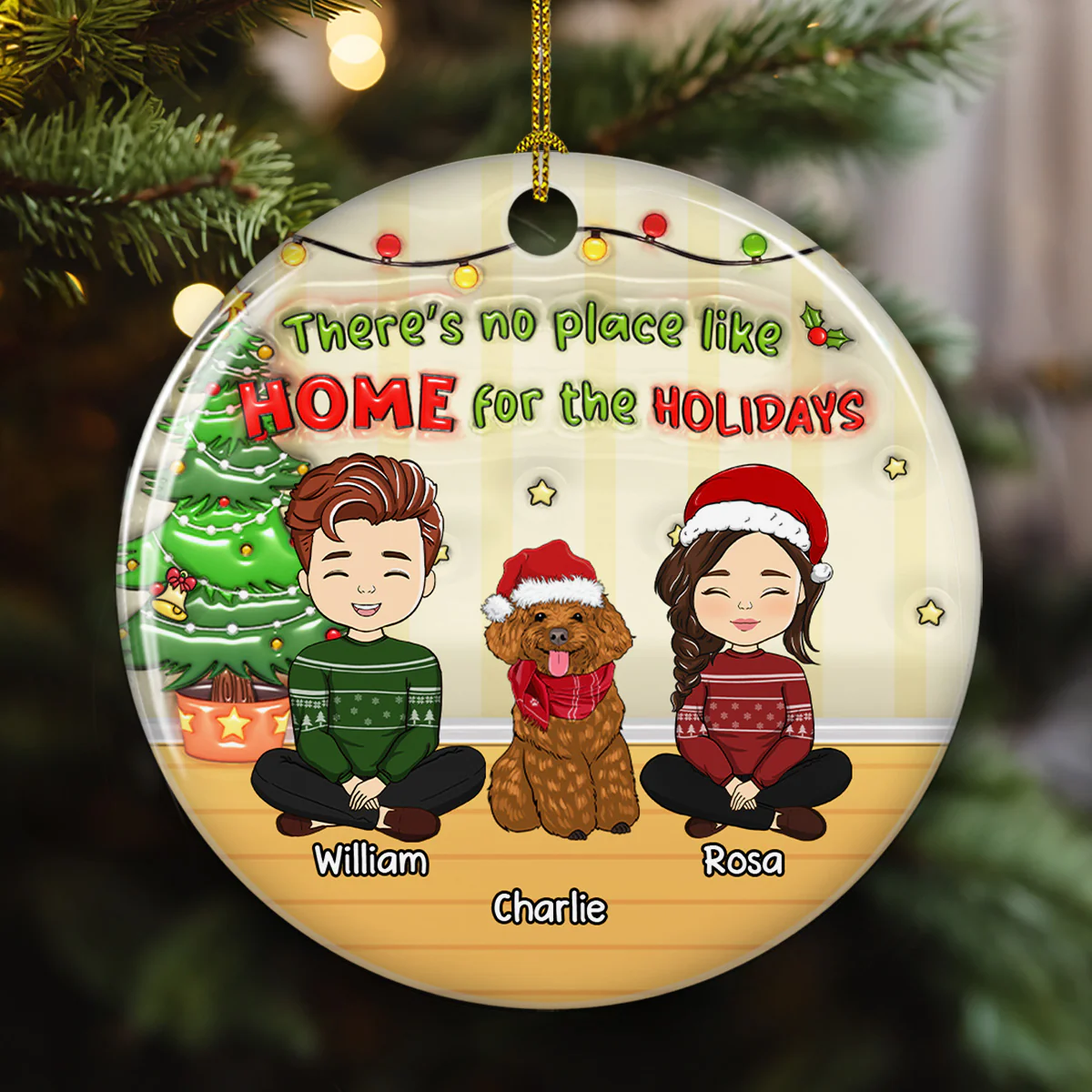 No Place Like Home - Personalized Custom 3D Inflated Effect Ceramic Ornament - Image 3