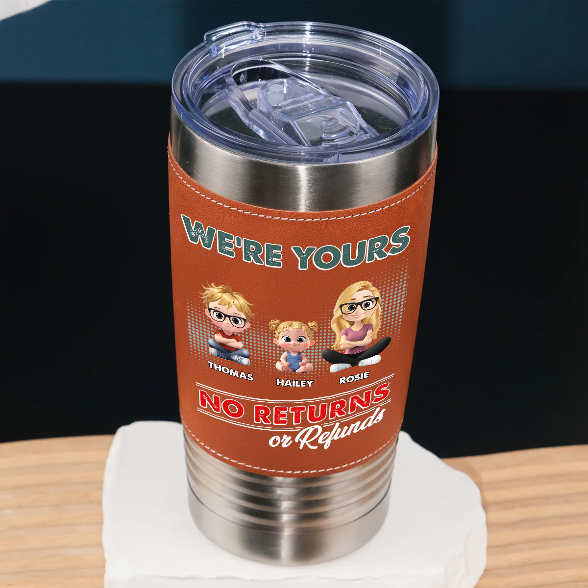 No Refund - Personalized Custom Leather Tumbler - Image 3