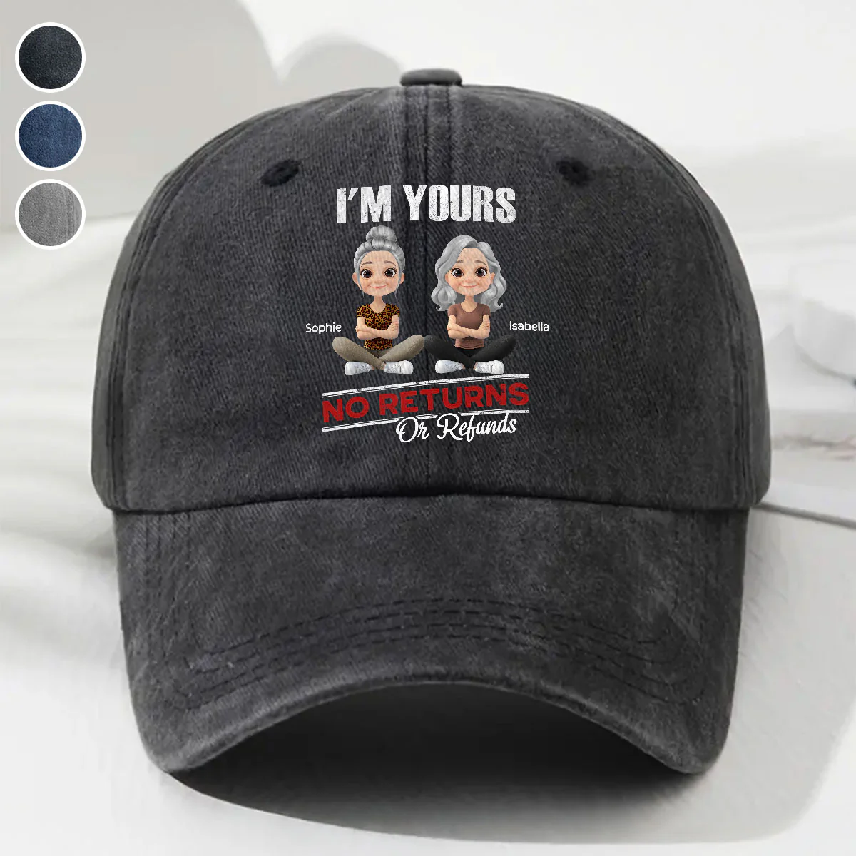 No Refunds 2 - Personalized Custom Vintage Washed Denim Cap