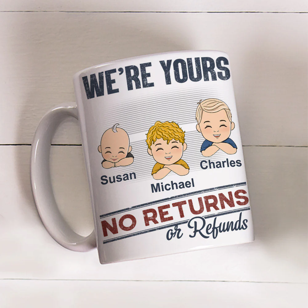 No Returns Or Refunds Chibi Grandkids - Personalized Custom Coffee Mug - Image 3