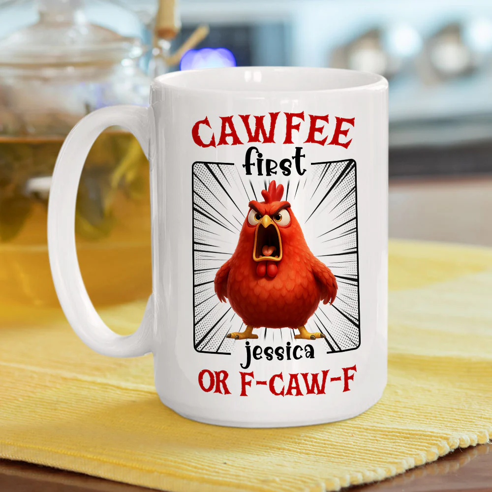 No Talkie Before Cawfee - Personalized Custom Coffee Mug - Image 4