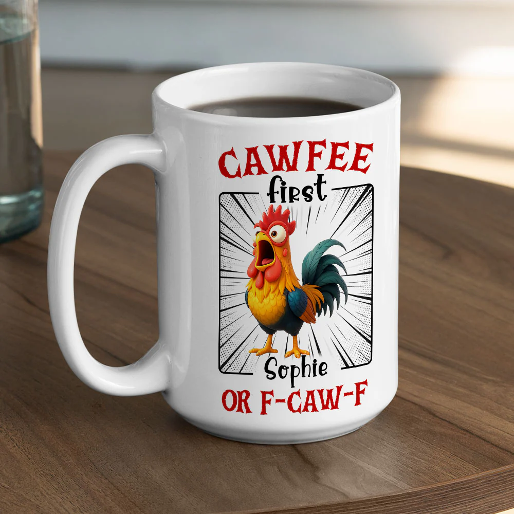 No Talkie Before Cawfee - Personalized Custom Coffee Mug - Image 5