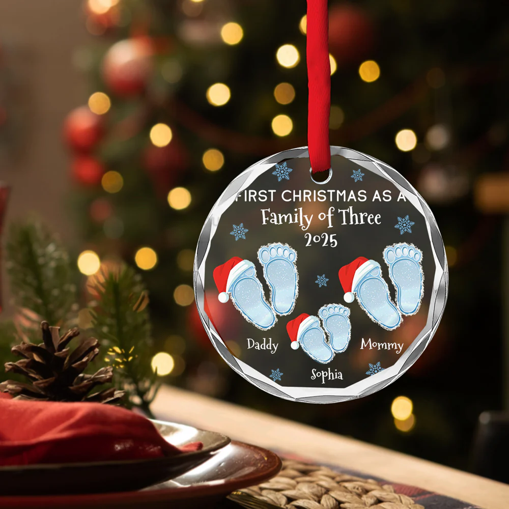 Noel Family - Personalized Custom Glass Ornament - Image 3