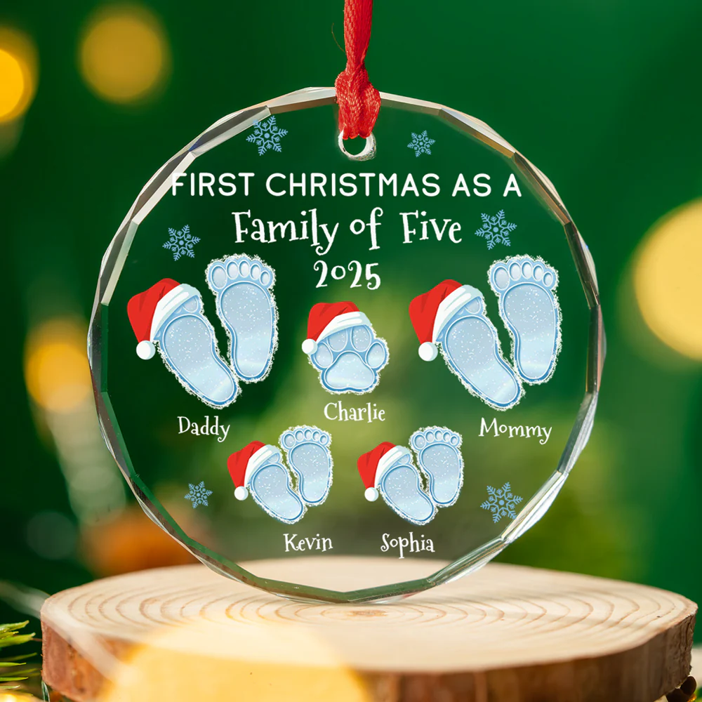 Noel Family - Personalized Custom Glass Ornament - Image 4