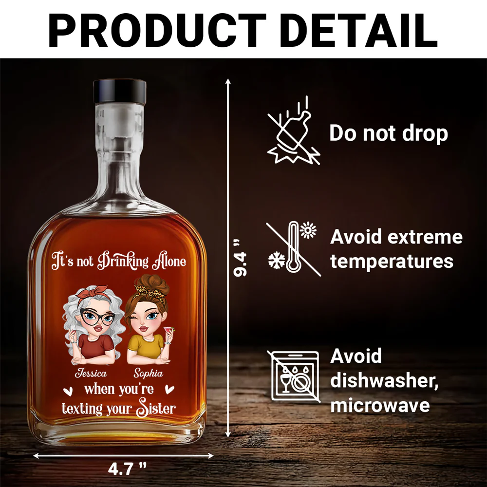 Not Drinking Alone - Personalized Custom Spirits Decanter - Image 5