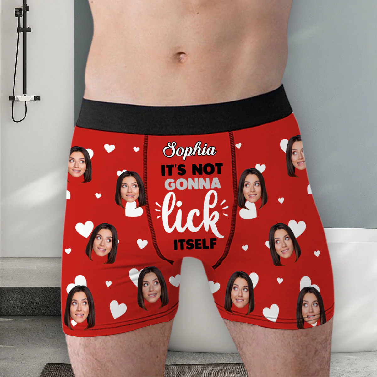 Not Gonna Lick Itself - Personalized Photo Men's Boxer Briefs - Image 2