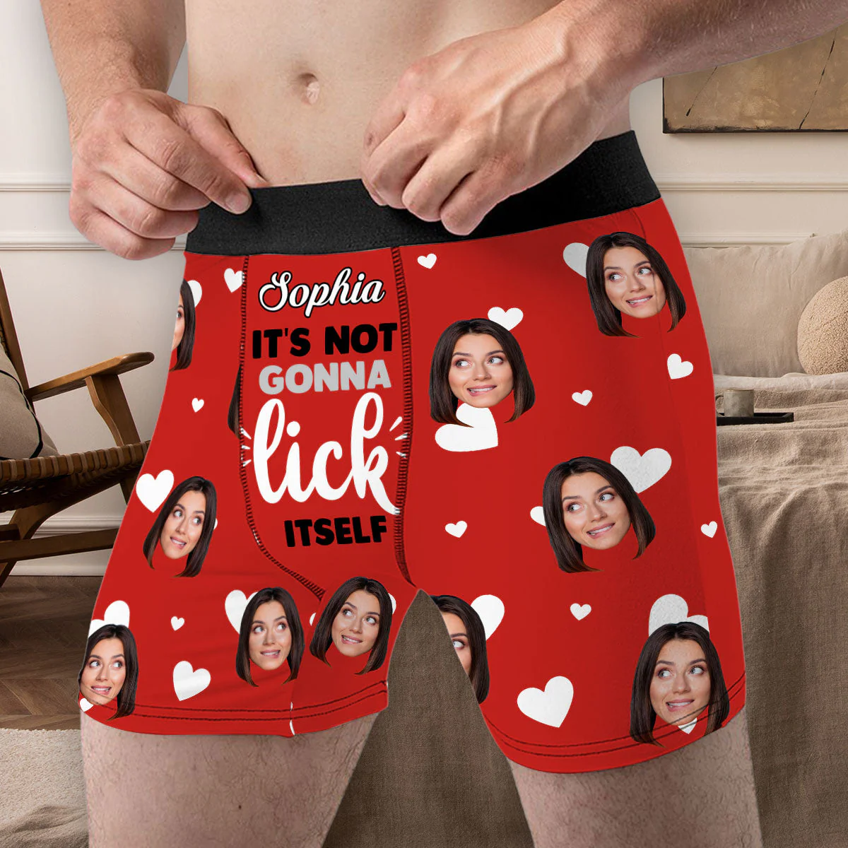 Not Gonna Lick Itself - Personalized Photo Men's Boxer Briefs - Image 3