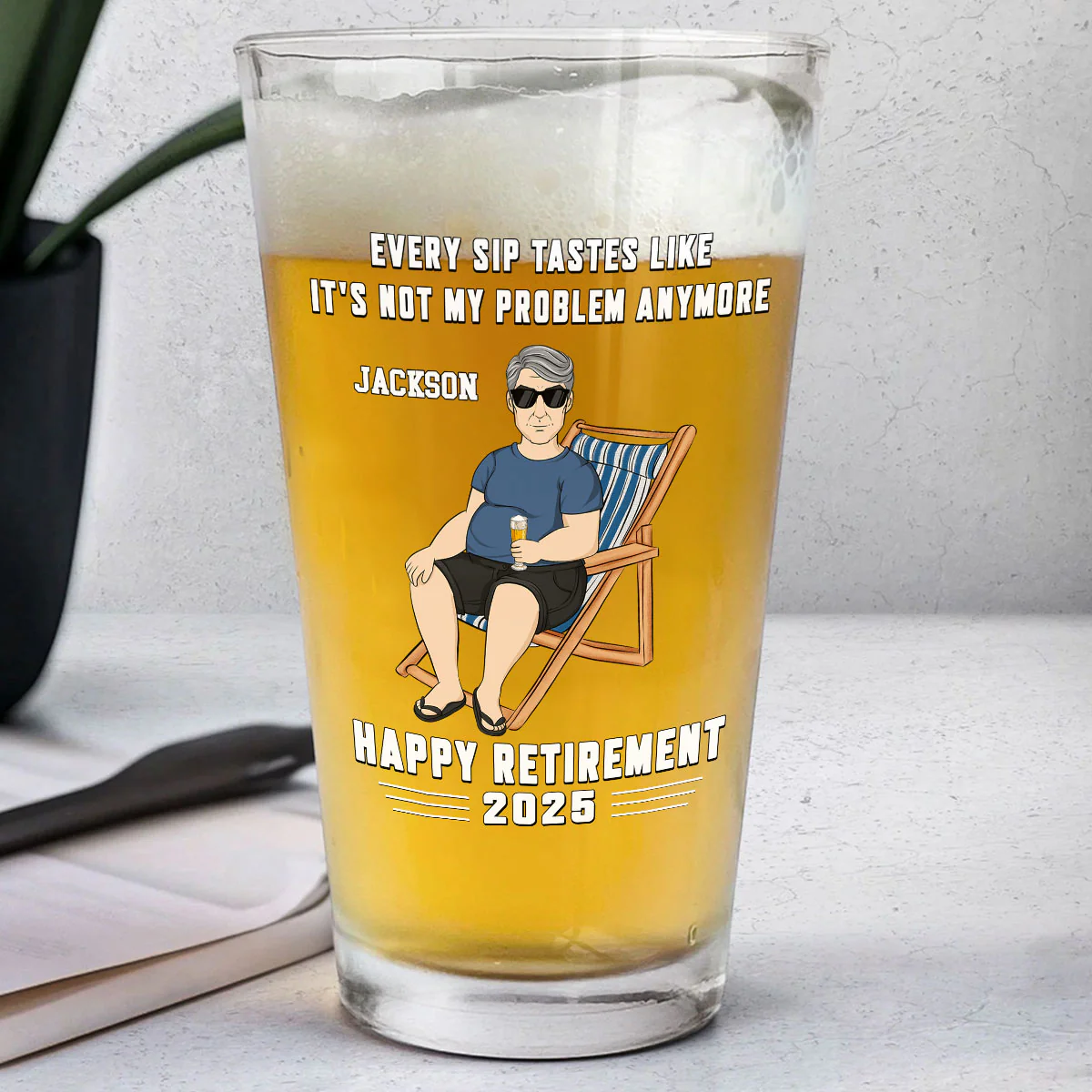 Not My Problem Anymore - Personalized Custom Beer Glass - Image 2
