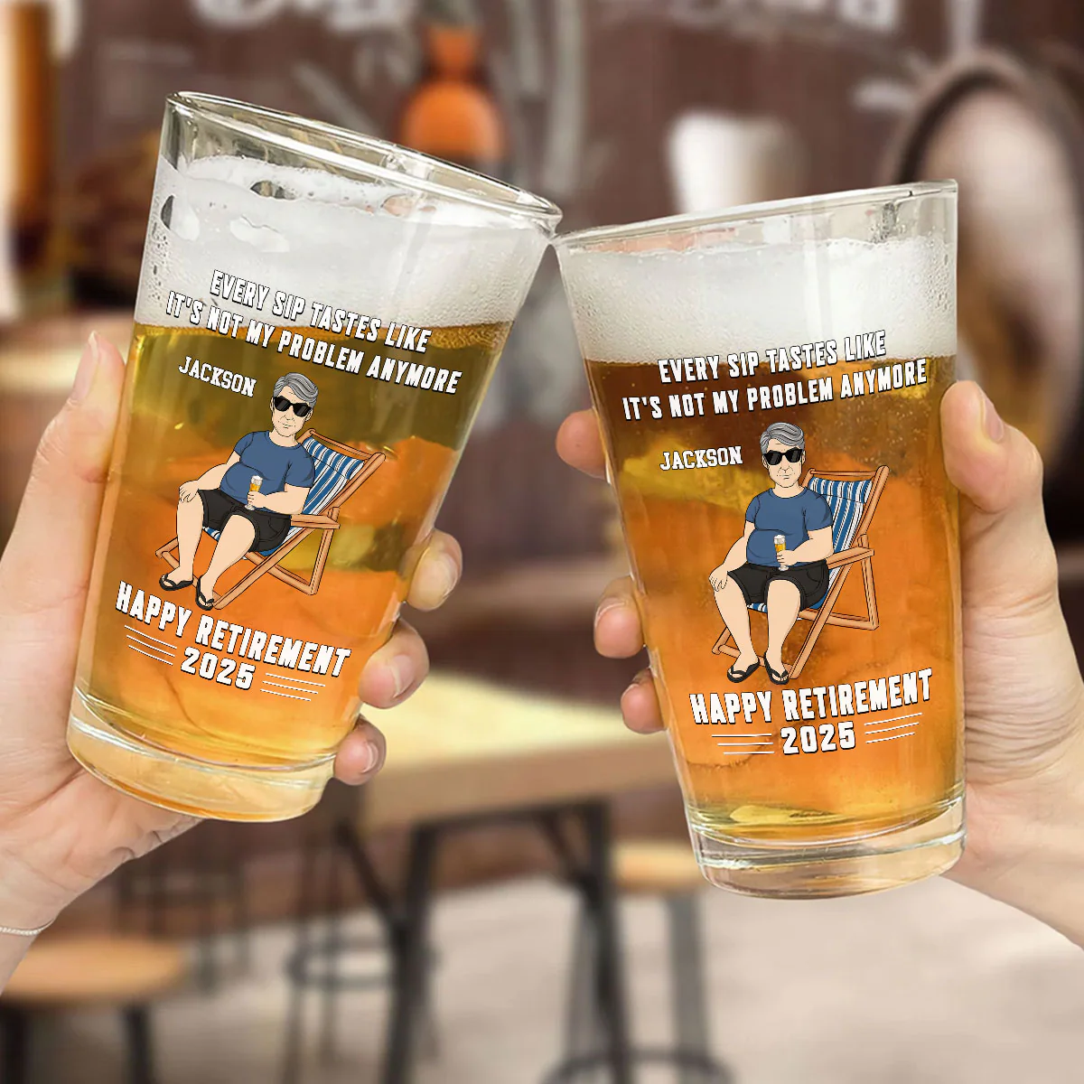 Not My Problem Anymore - Personalized Custom Beer Glass - Image 3