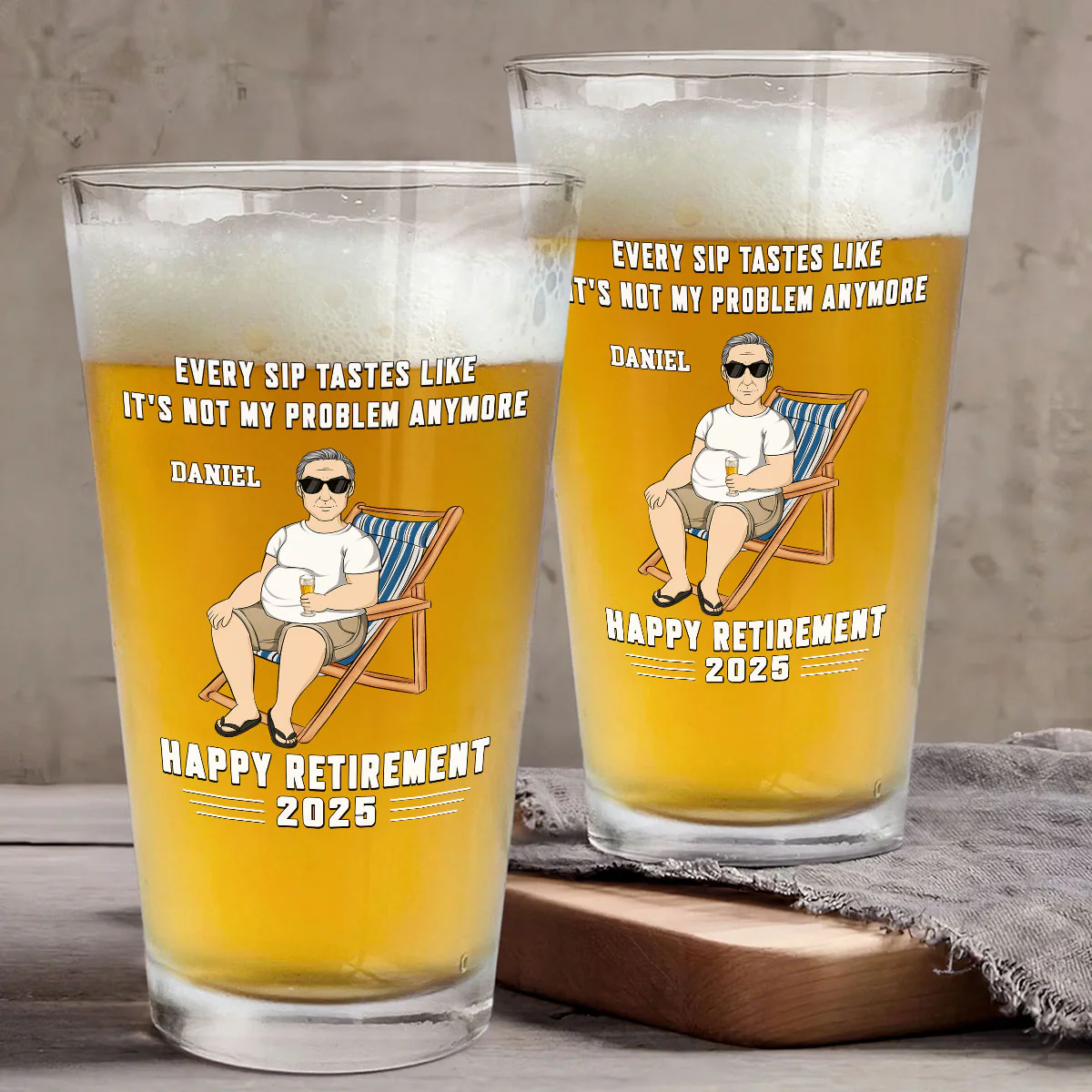 Not My Problem Anymore - Personalized Custom Beer Glass - Image 4