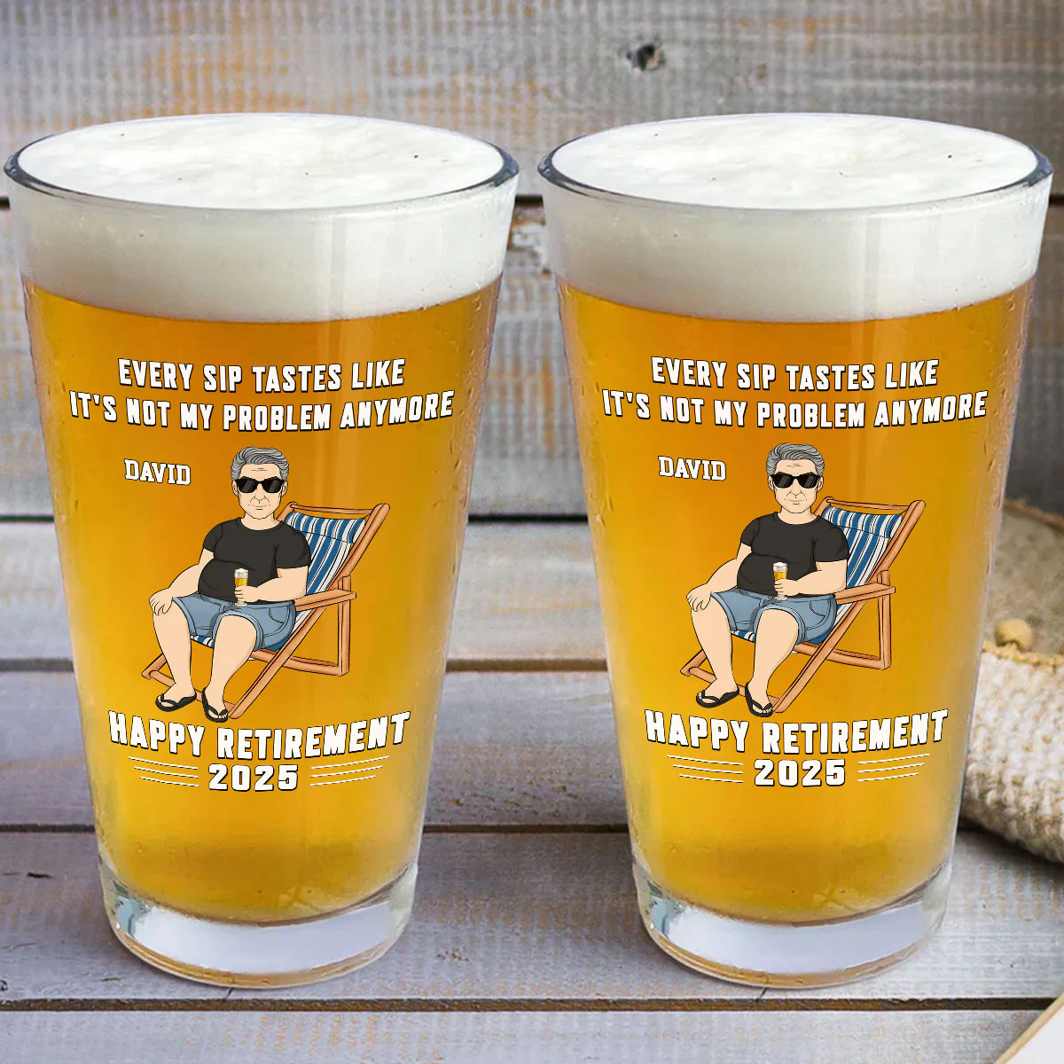 Not My Problem Anymore - Personalized Custom Beer Glass - Image 5