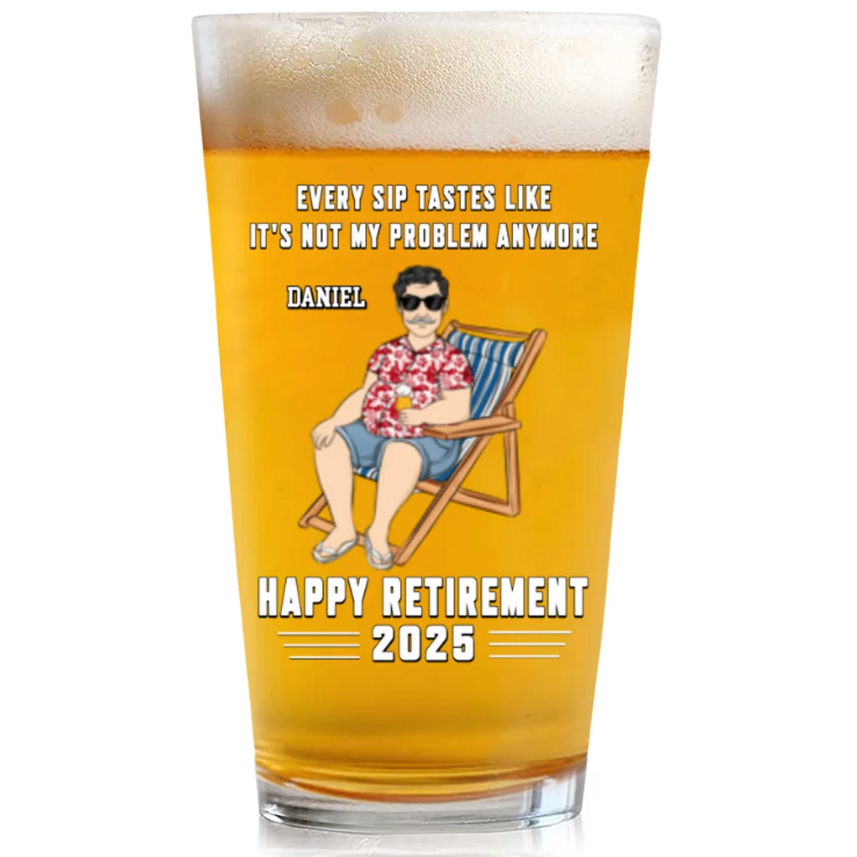 Not My Problem Anymore - Personalized Custom Beer Glass - Image 7