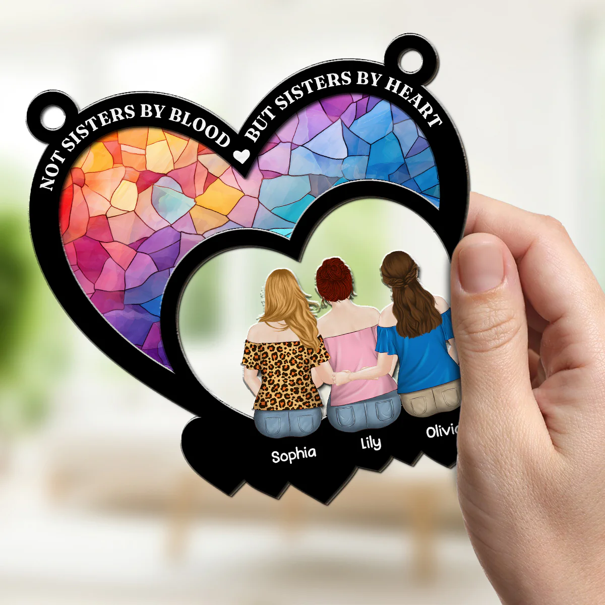 Not Sisters By Blood - Personalized Custom Suncatcher - Image 3